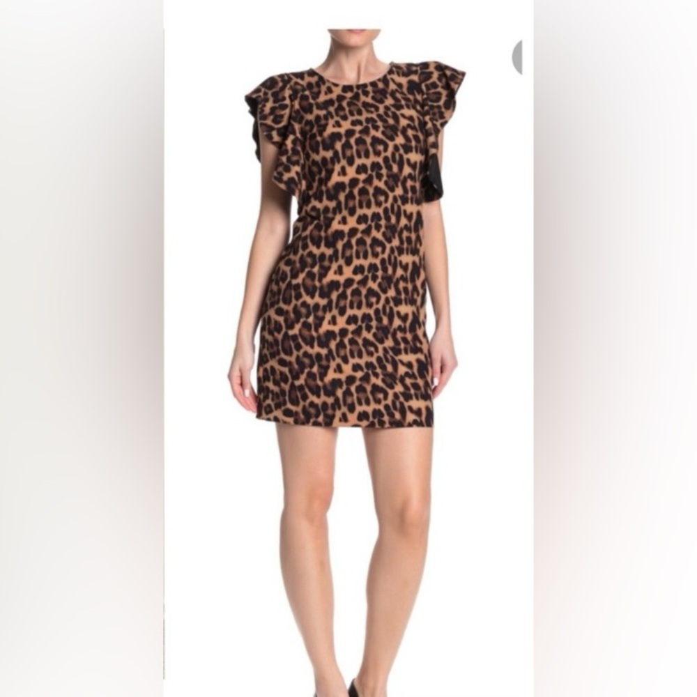 Laundry By Shelli Segal Leopard Print Dress with Flutter Sleeves